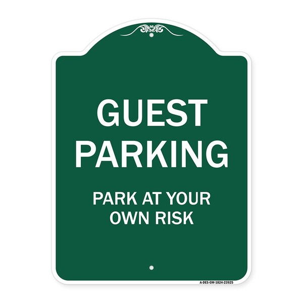 Signmission Designer Series Sign-Guest Parking, Green & White Aluminum Sign, 18" x 24", GW-1824-23925 A-DES-GW-1824-23925 - main